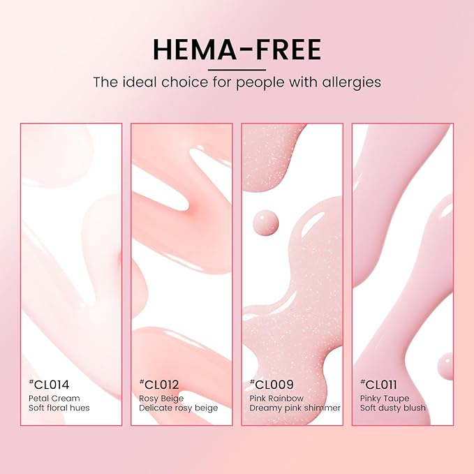 Jelly Gel Nail Polish Kit with U V Light, Hema-Free Milky Nude Sheer White Pink Gliter Gel Polish Set with Base & Top Coat Chrome Nail Powder, 4 Colors Mini Salon Nail Art Starter Gift for Women Girl-VivaGrace Women