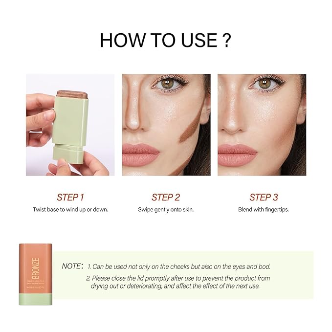 Blush Stick, Cream Blush Stick for Cheeks & Lips, Blendable Long-Lasting Multi-Use Contour Stick & Highlighter Makeup (SOFT GLOW)-VivaGrace Women