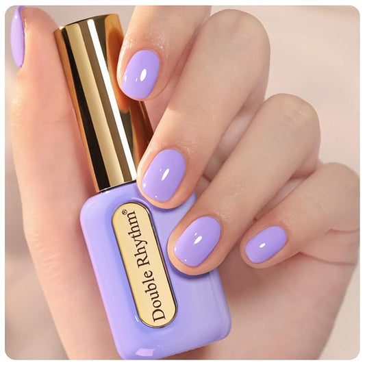 Double Rhythm 0.50 OZ Gel Polish Hema Free Same Color Same Bottle Golden Round Translucent Neutral Natural Milky 15 ML Jelly UV Polish Art DIY at Home (Light Purple-C1388)