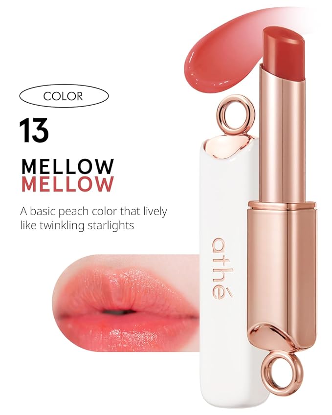 ATHÉ Authentic Lip Balm 13 MELLOW, Korean Vegan Color Lip Blam, Long Lasting Buildable Glow Lip Balm without Stickiness, Cruelty-Free, Clean-Beauty, 0.11oz.-VivaGrace Women
