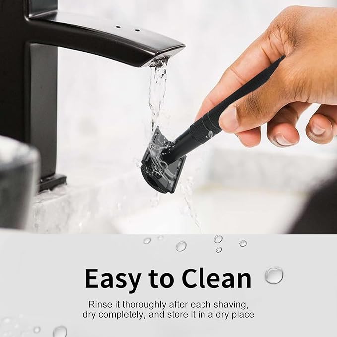 Double Edge Safety Razor with Stand, Single Blade Razors for Men and Women, Reusable Metal Razor, with 10 Stainless Steel Double Edge Blades, Smooth and Close Shave, Plastic Free, Matte Black-VivaGrace Women