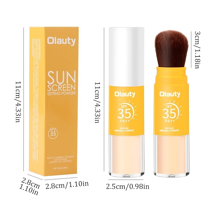 Mineral Sunscreen Setting Powder, Mineral Brush Setting Face Powder Makeup SPF 35 PA Oil Control Natural Matte Finish, Lightweight Breathable Concealer Brush Powder (Translucet, 8g)-VivaGrace Women