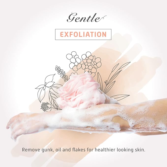 Spongentle Premium Deep Cleansing Loofah Sponge for Radiant Skin, Pack of 4, Bath and Shower, Exfoliating Body Scrubber, Beautiful Colors for Women and Men-VivaGrace Women