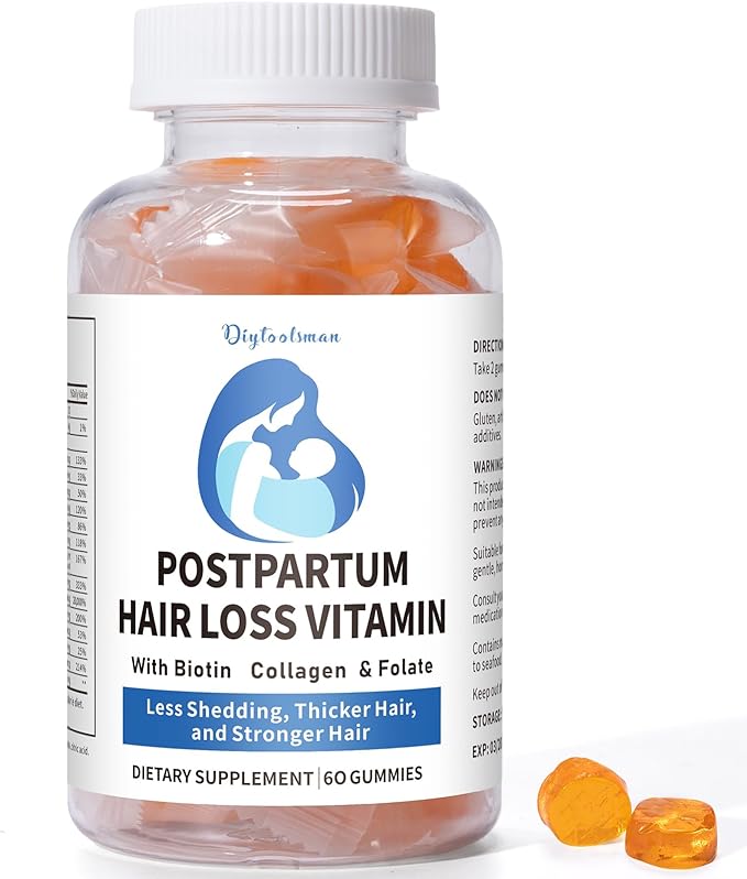 Postpartum Hair Loss Vitamin, Vegan Gummies with Biotin, Collagen, & Folate, Postpartum Hair Loss Products for Less Shedding, Thicker Hair, Stronger Hair, Breastfeeding-Friendly, 60 Gummies-VivaGrace Women