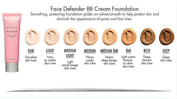 Face Defender BB Cream Makeup Foundation Beauty - mally Broad Spectrum SPF 15 Sunscreen Protection - Various Skin Shades (Medium Tan)-VivaGrace Women