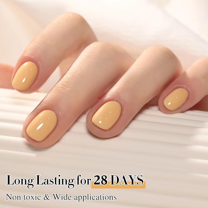 Double Rhythm 0.50 OZ Gel Polish Same Color Same Bottle Golden Round Translucent Hema Free Neutral Natural Milky 15 ML Jelly UV Polish Art DIY at Home (Earth Yellow-C1564)