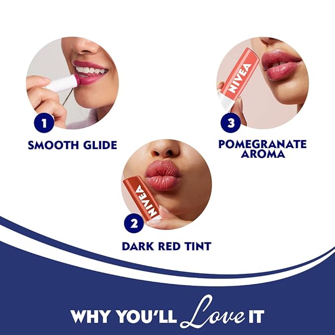 NIVEA Lip Balm, Pomegranate Shine, 4.8g-VivaGrace Women