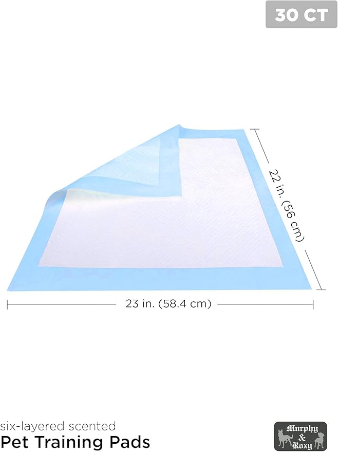 MR30 Murphy & Roxy Pet's Super Absorbent, Six-Layer, Scented Training Pads (30 Pack), Blue-VivaGrace Women