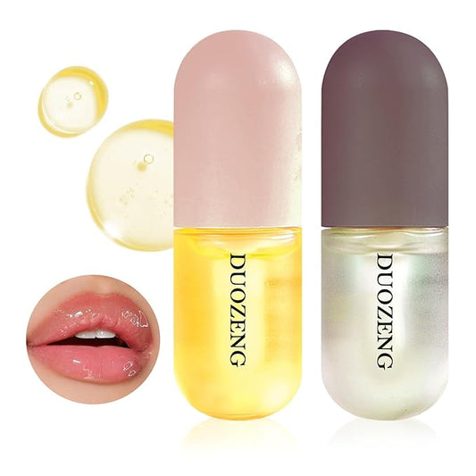 Lip Plumper Set,Lip Plumper Oil Gloss Moisturizing Lip Plumper Lip Care Serum,Hydrating Plump Gloss Reduce Fine Lines,Lip Plumper for Day & Night Use Set B（2Pcs）-VivaGrace Women