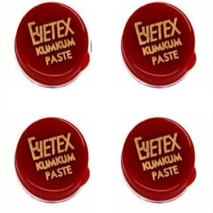 Eyetex Kumkum Paste Waterproof Long lasting, Smudge Proof | Pure and Natural Deep Colour, Long lasting | Enriched with Natural and Organic Ingredients (Pack of 4Jars Red)-VivaGrace Women