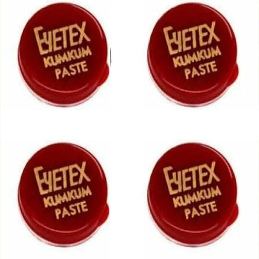 Eyetex Kumkum Paste Waterproof Long lasting, Smudge Proof | Pure and Natural Deep Colour, Long lasting | Enriched with Natural and Organic Ingredients (Pack of 4Jars Red)-VivaGrace Women
