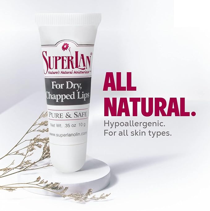 Organic Lanolin Lip Balm For Dry, Cracked, Chapped Lips By Superlan - Natural Lip Moisturizer With Ultra-Pure Medical Grade Lanolin & Jojoba Oil- Kosher Chapstick for Men Women & Children, (3 Pack)-VivaGrace Women