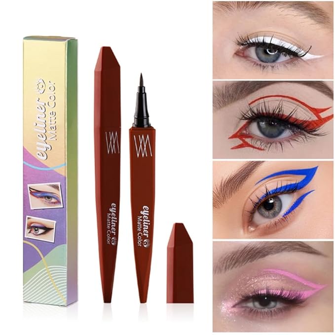 Orange Eyeliner,Quick-drying Eyeliner Set, Waterproof Colored Eyeliner Pen,Ultra-fine Precision Eye Liner,Pro Anti-smudge Colorful Eyeliner Pencil