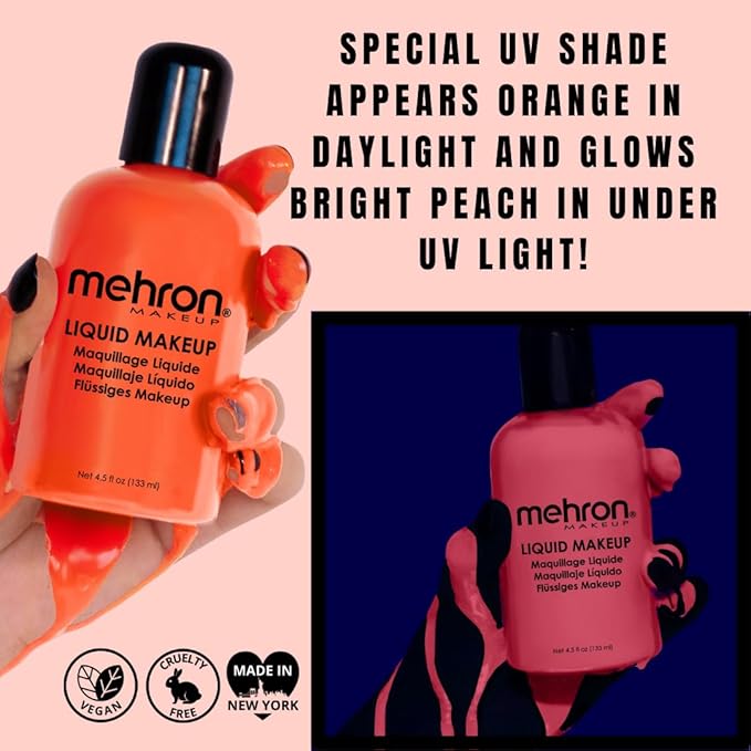 Mehron Makeup Liquid Makeup | Face Paint and Body Paint Perfect for Halloween, Cosplay I Air Brush Compatible 4.5 oz (133 ml) (Glow Orange)-VivaGrace Women