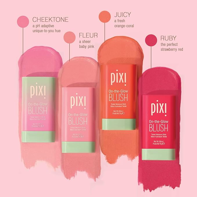 Pixi On-the-Glow Blush - Fleur, Hydrating Tinted Moisture Blush Stick with Ginseng, Aloe Vera & Fruit Extracts, For Cheeks & Lips, 19g / 0.6oz, Paraben-Free-VivaGrace Women