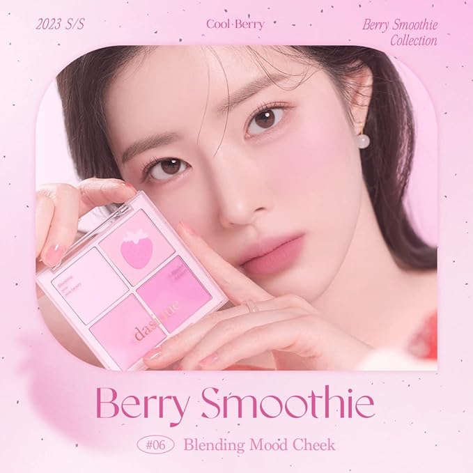 Dasique Blending Mood Cheek #06 Berry Smoothie | 4 Blendable Shades in Lightweight Smooth Powder | Vegan | Pink Blush-VivaGrace Women