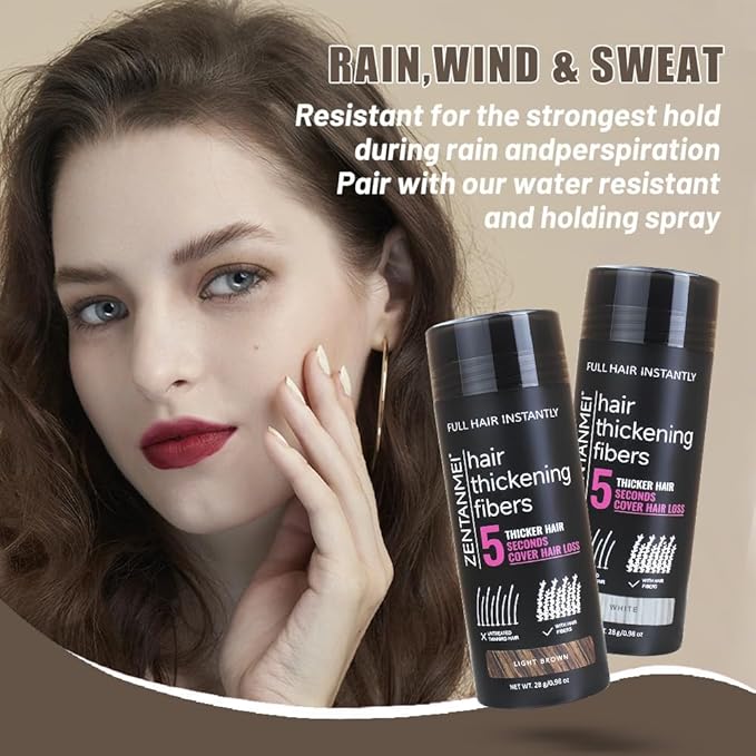 Hair Fibers for Thinning Hair for Women All-Natural Hair Building Fibers 0.98 Oz Hair Volume Powder Bald Spot Cover Up for Men & Women (White)-VivaGrace Women