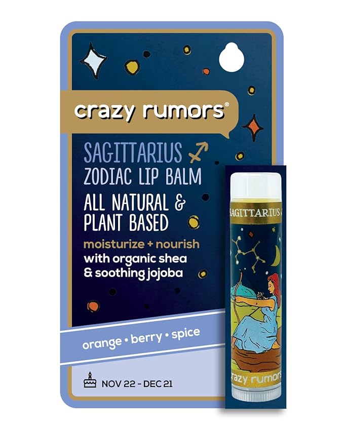 Crazy Rumors Sagittarius Zodiac All Natural, Plant Based Lip Balm to Moisturize and Nourish your Lips - Fire Blend (Sweet Orange, Fresh Berry, Aromatic Spice)-VivaGrace Women