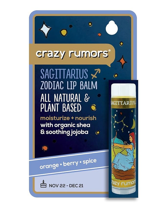 Crazy Rumors Sagittarius Zodiac All Natural, Plant Based Lip Balm to Moisturize and Nourish your Lips - Fire Blend (Sweet Orange, Fresh Berry, Aromatic Spice)-VivaGrace Women