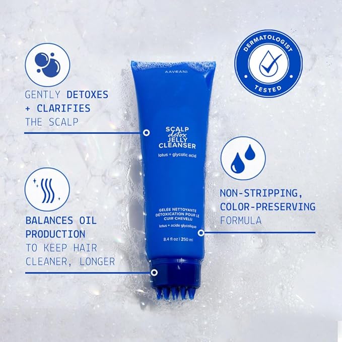 AAVRANI Scalp Detox Jelly Cleanser - Sulfate-Free Clarifying Shampoo - with Glycolic Acid & Vitamin E to Remove Build Up and Excess Oil - Color-Safe - Vegan - 8.4 Fl Oz-VivaGrace Women