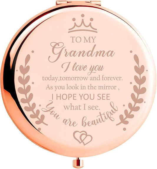 Mothers Day Grandma Gifts, Grandma Gifts from Grandchildren, Gifts for Grandma, Grandma Birthday Gifts, Thanksgiving Christmas Birthday Gifts for Grandma, Grandma Makeup Compact Mirror Gift