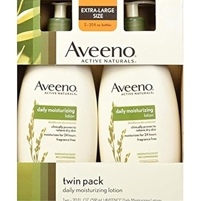 Aveeno Active Naturals Daily Moisturizing Lotion, New 2 Pack Of 20 Fl Ounce Pump, 1 Fl Ounce-VivaGrace Women
