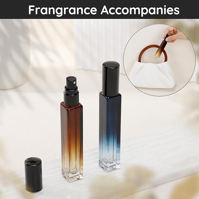 Segbeauty 2 Pack Perfume Atomizer, 10ML Empty Refillable Glass Spray Bottles for Cologne, Portable Leak-proof Fine Mist Perfume Dispenser, Travel Must Sample Bottle Toiletries Press Pump Container-VivaGrace Women