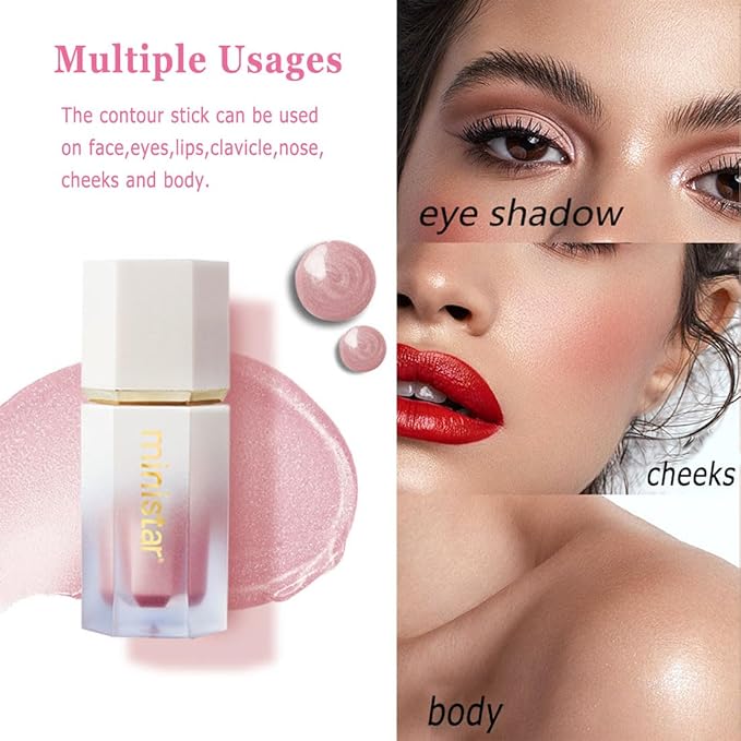Liquid Highlighter Makeup, Long Lasting Liquid Luminizer for Glowing Skin Waterproof Smooth Glitter Highlight Face Illuminator Cream Contour Stick Body Shimmer Liquid Bronzer(#01 MOONLIGHT)-VivaGrace Women