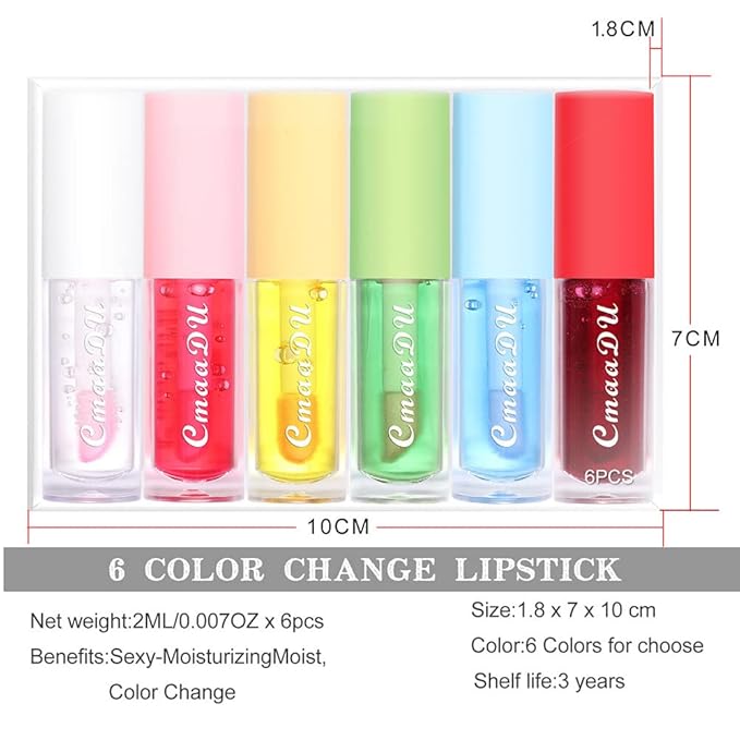 Yasovigi Fruit Lip Oil Plumping Lip Tint Moisturizing Lip Gloss, Transparent Lip Balm Care Stick Nourishing Repairing Non-sticky, Moisture&Lighten Lip Lines-VivaGrace Women