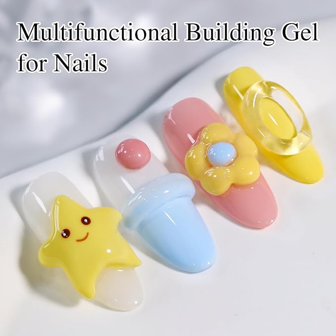 Double Rhythm 3D Clear Solid Sculpting Gel for Nail Art - Non-Sticky Hard Gel for Building, Carving, Molding Extension - Soak Off UV/LED Salon Home DIY 0.5 Oz (Clear)-VivaGrace Women