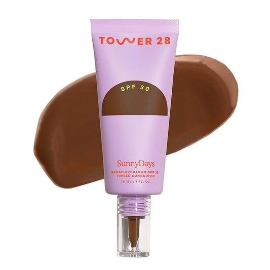 Tower 28 Beauty SunnyDays SPF 30 Tinted Mineral Sunscreen - For Sensitive Skin - 2-in-1 Facial Broad Spectrum UVA/UVB Protection + Foundation - Shade 60 THIRD ST, 1 Fl Oz-VivaGrace Women