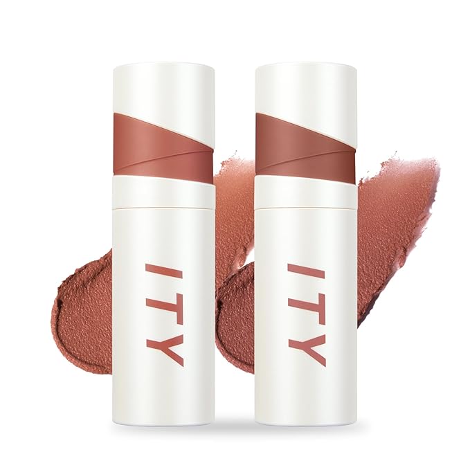 ITY Velvet Matte Finish Lip Stain-Mousse Textured Lip Clay, Conceals Lip Lines, Rich Pigment Lip Tint Lipsticks,2 Pack, 0.14 oz (4g) in Petal, Berrylicious-VivaGrace Women