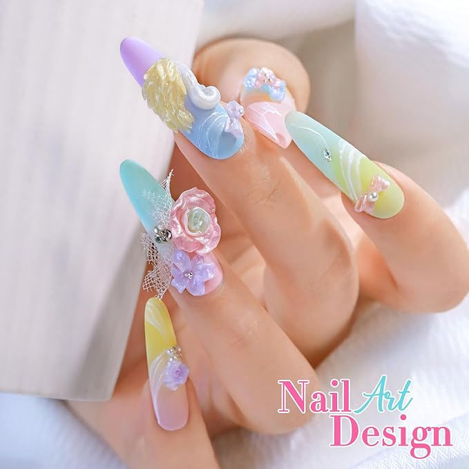 Double Rhythm 3D Nail Gel Pearl Solid Sculpting for Nail Art Non-Sticky Hard for Building Carving Molding Extension Soak Off UV/LED Salon Home DIY 0.5 Oz (Blue-Silk 09)-VivaGrace Women