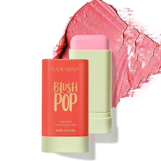 Multi-Use Makeup Blush Stick, Beauty Tinted Solid Blush Stick, 3-in-1 Cream Blush Stick for Cheek/Eyes/Lips, Waterproof Moisturizer Stick, Suitable for All Skin (02# Coral Orange)-VivaGrace Women