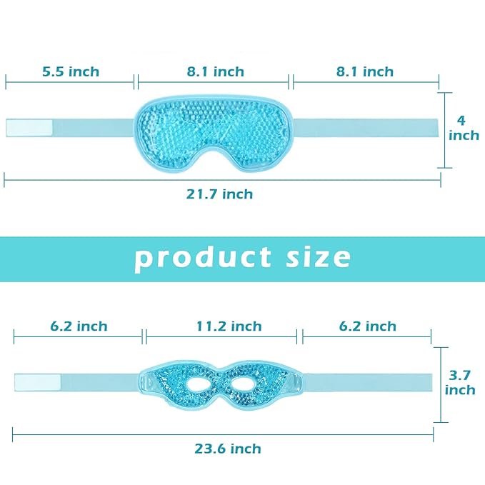 Permotary 2PCS Gel Eye Mask Reusable Hot Cold Compress Pack Eye Therapy,Therapeutic Gel Eye Spa Pad for Puffiness/Dark Circles/Eye Bags/Dry Eyes/Headaches/Migraines/Stress Relief-Green&Blue-VivaGrace Women