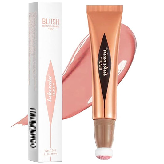 Go Ho Liquid Blush Beauty Wand,Soft Cream Blush Makeup,Liquid Blush for Cheeks Contouring with Cushion Applicator,Easy to Blend & Long Lasting & Smooth Natural Dewy Finish,01# Bliss Pink Blush Liquid-VivaGrace Women