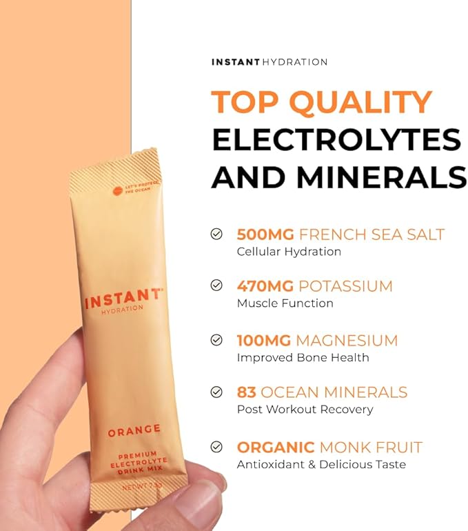 Instant Hydration Electrolytes Powder Packets - Citrus Orange Drink Mix - Zero Sugar - Keto, Vegan, Gluten-Free, Non-GMO - Boost Recovery, Brain Health, Muscle & Tissue Support- 30 Sticks-VivaGrace Women