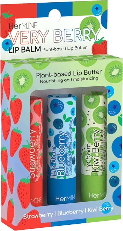 HerMINE Lip Balm Plant-based Lip Butter 3 Pack Nourishing Moisturizing LipBalm LipButter Long Lasting Delicious Flavors Intense Hydration-VivaGrace Women