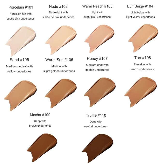 2Pcs Liquid Foundation Full Coverage 24HR Matte Oil Control Concealer 30ml (Nude & Buff Beige) with Kabuki Foundation Brush Flat Top (1pcs-110)-VivaGrace Women