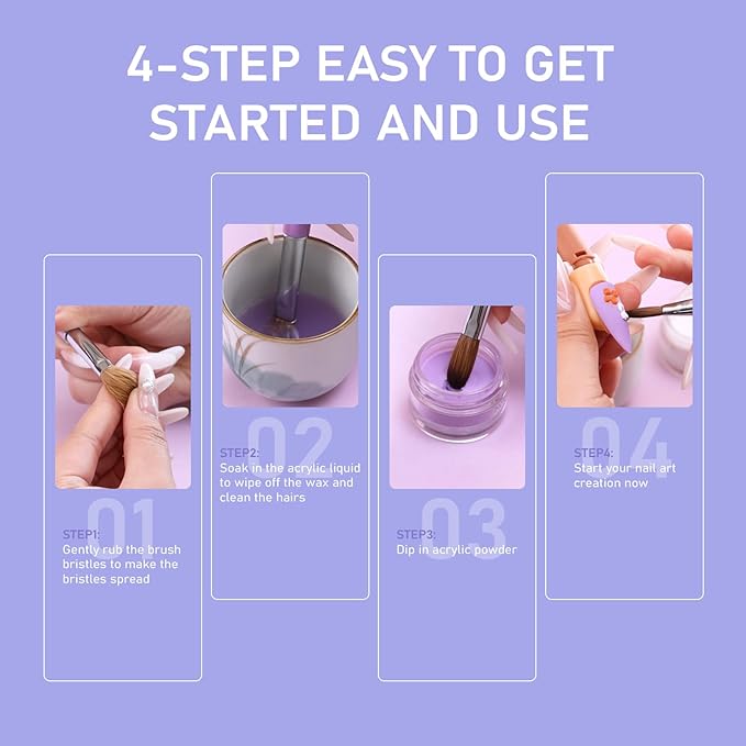 Acrylic Nail Brush Size #10, KEMEISI 100% Pure Kolinsky Nail Art Brushes Sturdy Handle Oval Shaped Acrylic Powder Nail Design Tools for Professional Manicure DIY Home Salon (Purple)-VivaGrace Women