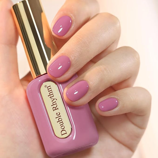 Double Rhythm 0.50 OZ Gel Polish Hema Free Same Color Same Bottle Golden Round Translucent Neutral Natural Milky 15 ML Jelly UV Polish Art DIY at Home (Milky Purple-C1469)