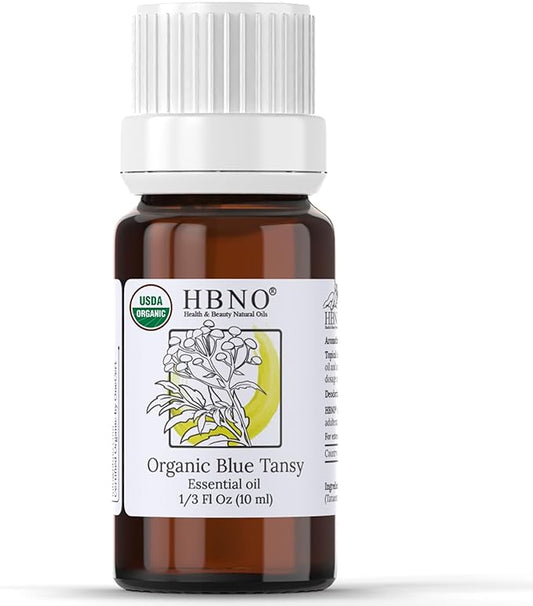 HBNO USDA Certified Organic Blue Tansy Essential Oil - 1/3 OZ (10 ml) Travel Size - Perfect for Aromatherapy, DIY, Candle Making, Soap Making, Diffusers - Blue Tansy Essential Oils-VivaGrace Women