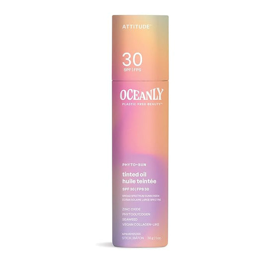 ATTITUDE Oceanly Tinted Oil Stick with SPF 30, EWG Verified, Plastic-Free, Broad Spectrum UVA/UVB Protection with Zinc Oxide, Universal Tint, Unscented, 1 Ounce-VivaGrace Women