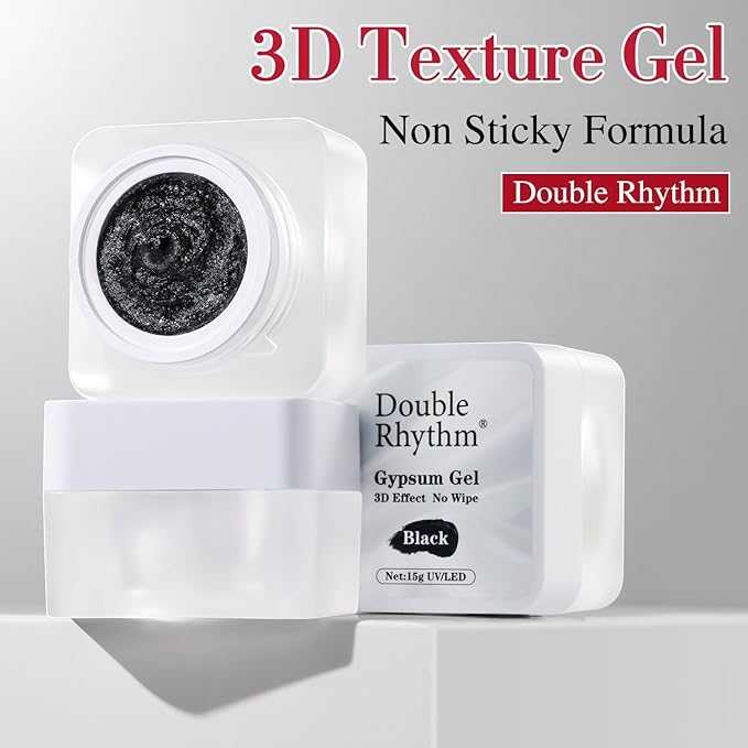 Double Rhythm 3D Nail Gel Solid Sculpting Gel for Nail Art Non-Sticky Hard Gel for Building Carving Molding Nail Extension Soak Off UV/LED Salon Home DIY 0.5 Oz (Gypsum Black)-VivaGrace Women