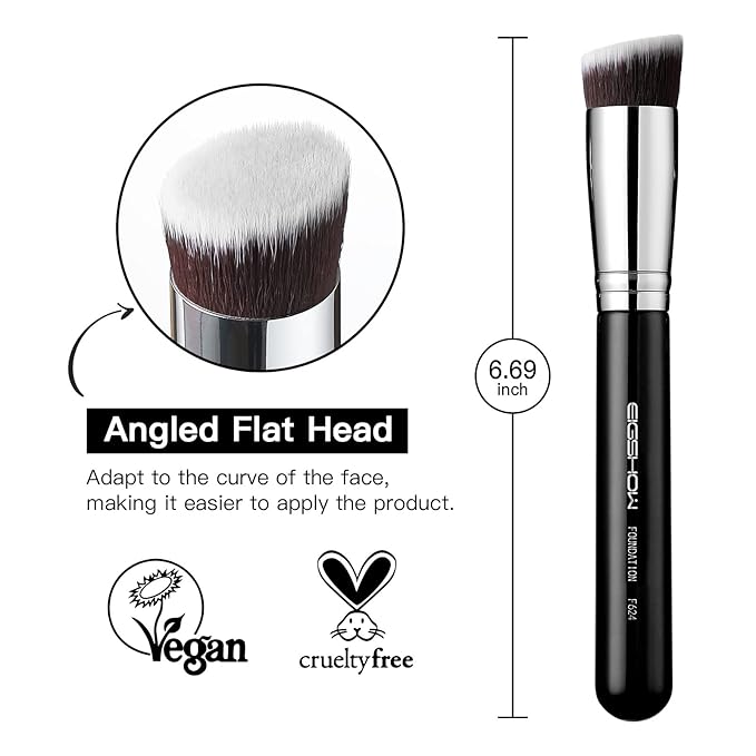 Flat Top Kabuki Foundation Brush, EIGSHOW Premium Makeup Brush for Liquid, Cream, and Powder - Blending, Buffing, Stippling, Flawless Application (F624)-VivaGrace Women
