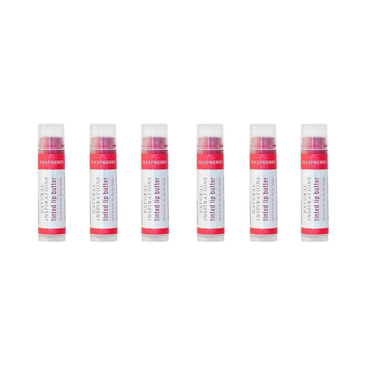 Natural Inspirations Moisturizing Tinted Lip Butter 6 Piece Set, Raspberry-VivaGrace Women