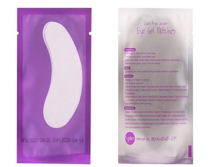 100 Pairs Set，Eye Gel Patches,Under Eye Pads Lint Free Lash Extension Eye Gel Patches for Eyelash Extension (purple)-VivaGrace Women