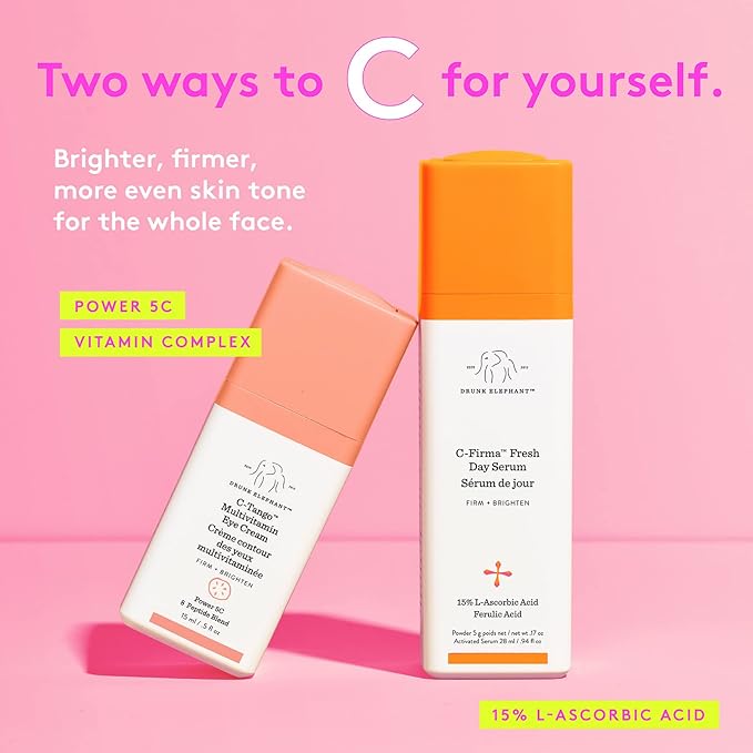 Drunk Elephant C-Tango Eye Cream with Vitamin C, Brightening & Restorative Under Eye Moisturizer (15mL/0.5 Fl Oz)-VivaGrace Women
