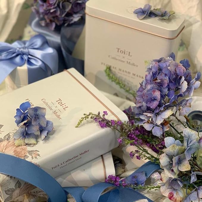 Catherine Muller Floral Hand Mask 8 Pairs, Moisturizing Gloves for Dry Hands with Elder Flower & CICA, Repairing and Nourishing Hand Care Treatment for Cracked, Rough, and Dry Skin-VivaGrace Women