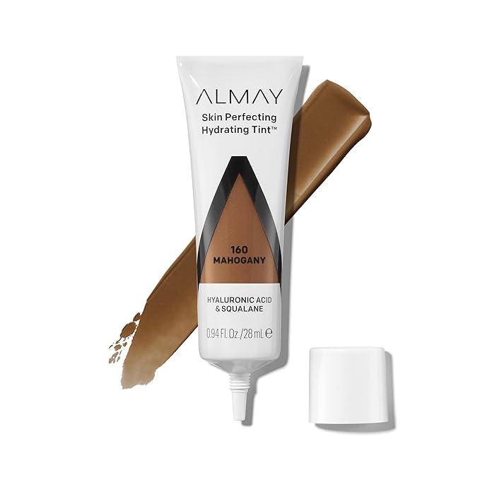 Almay Hydrating Liquid Foundation Tint, Lightweight with Light Coverage, Naturally Dewy Finish, Hypoallergenic, Dermatologist TestedFragrance Free, 160 Mahogany, 0.94 fl oz.-VivaGrace Women